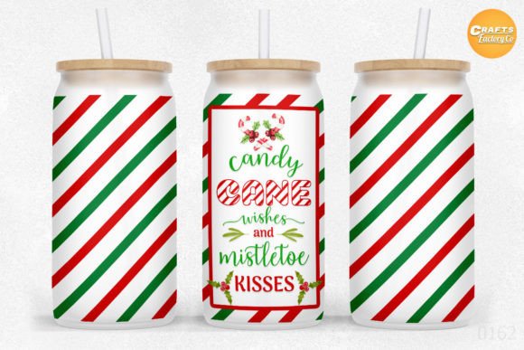 Candy Cane 16 Oz Libbey Glass Can