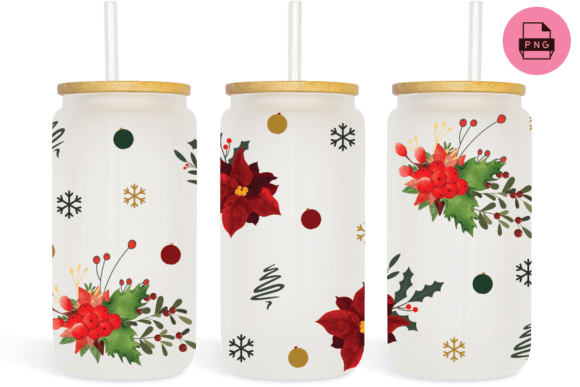 Christmas 16 Oz Libbey Can Glass Wrap