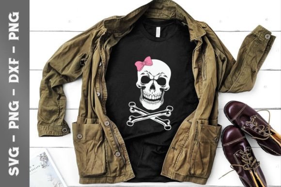 Cute Skull and Cross Bone Pink Bow Tie