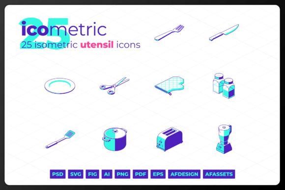 Icometric Kitchen Utensil Icons