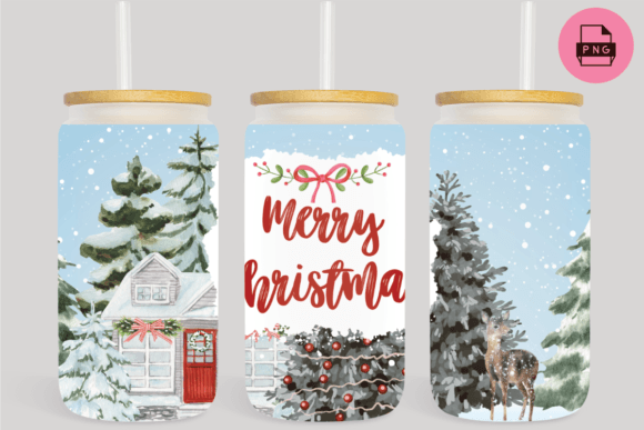 Merry Christmas Winter 16oz Libbey Can
