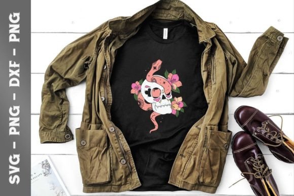 Pastel Goth Cute Creepy Skull Snake Rose
