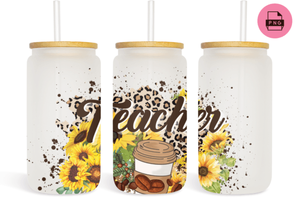 Sunflower Coffee Teacher Glass Can